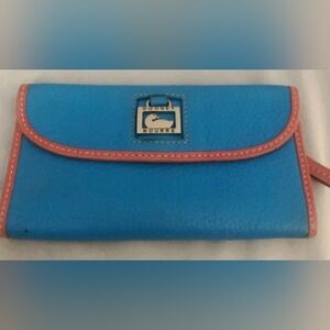 Dooney & Bourke Continental Cutch in Beautiful Aegean Blue Pebbled Grain Leather